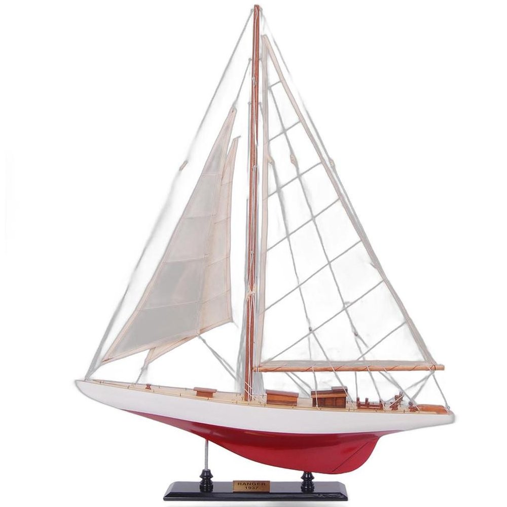 37" Unfinished Wood Hand Painted Model Boat HomeRoots