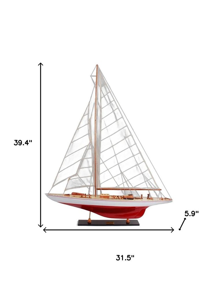 39" Unfinished Wood Hand Painted Model Boat HomeRoots