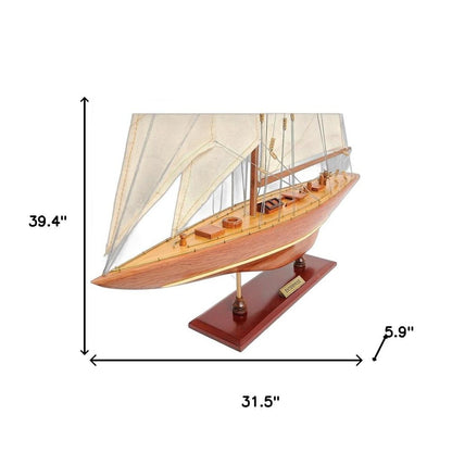 39" Unfinished Wood Hand Painted Model Boat