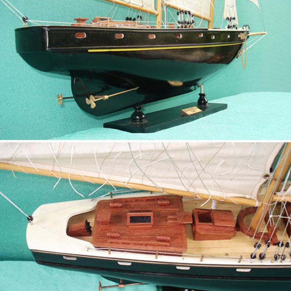 33" Unfinished Wood Hand Painted Model Boat HomeRoots