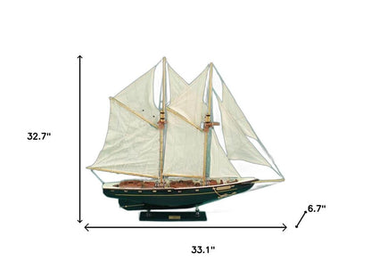 33" Unfinished Wood Hand Painted Model Boat HomeRoots