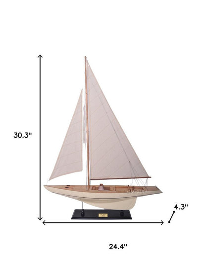 30" Unfinished Wood Hand Painted Model Boat HomeRoots