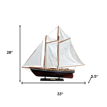 28" Unfinished Wood Hand Painted Model Boat HomeRoots