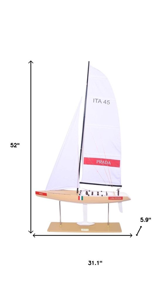 52" Unfinished Wood Hand Painted Model Boat HomeRoots
