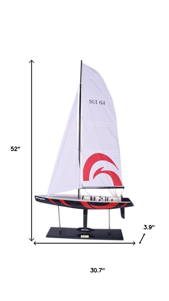 52" Unfinished Wood Hand Painted Model Boat HomeRoots