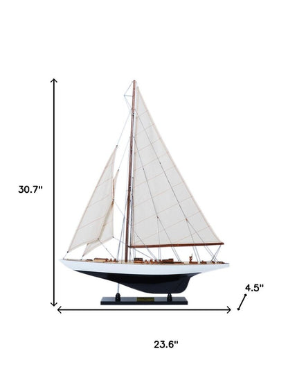 31" Unfinished Wood Hand Painted Model Boat HomeRoots