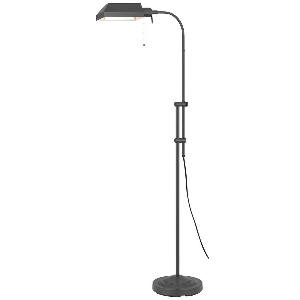 Gray Metal Adjustable Reading Floor Lamp With Gray Metal Shade HomeRoots