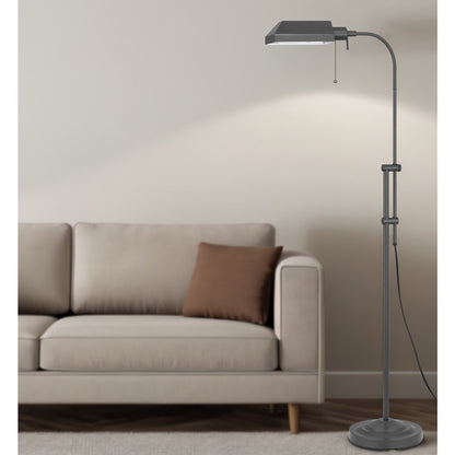 Gray Metal Adjustable Reading Floor Lamp With Gray Metal Shade HomeRoots