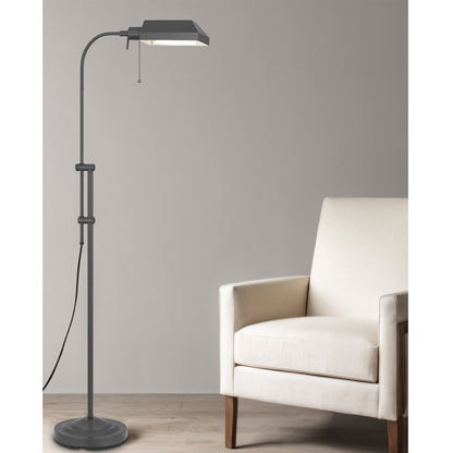 Gray Metal Adjustable Reading Floor Lamp With Gray Metal Shade HomeRoots