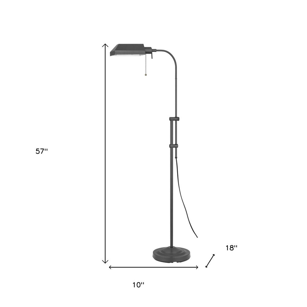 Gray Metal Adjustable Reading Floor Lamp With Gray Metal Shade HomeRoots