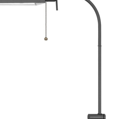 Gray Metal Adjustable Reading Floor Lamp With Gray Metal Shade HomeRoots