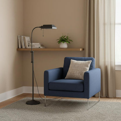 Gray Metal Adjustable Reading Floor Lamp With Gray Metal Shade HomeRoots