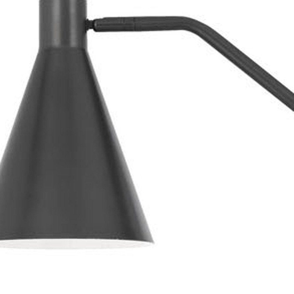 63" Gray Metal Reading Floor Lamp With Gray Metal Cone Shade HomeRoots