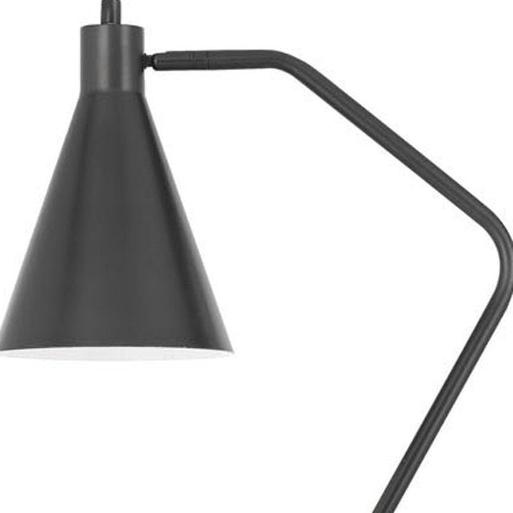 63" Gray Metal Reading Floor Lamp With Gray Metal Cone Shade HomeRoots