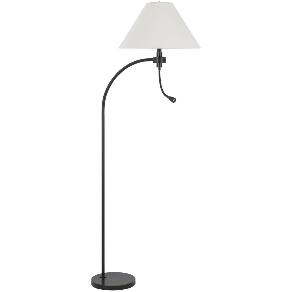 68" Bronze Metal Reading Floor Lamp With Off White Fabric Empire Shade HomeRoots