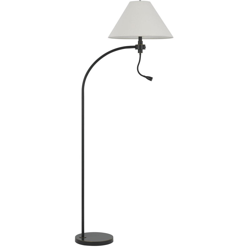 68" Bronze Metal Reading Floor Lamp With Off White Fabric Empire Shade HomeRoots