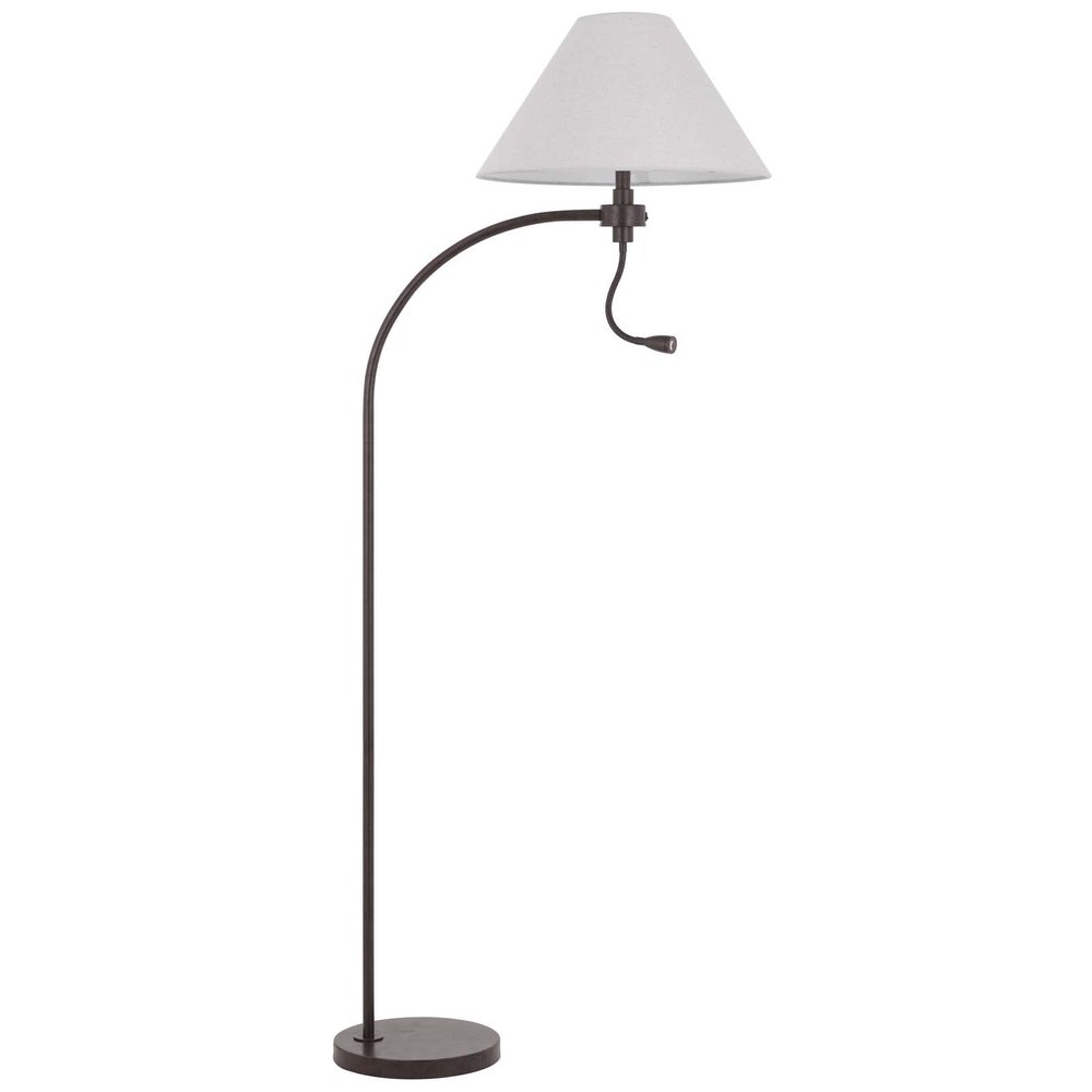 68" Rust Metal Reading Floor Lamp With Gray Fabric Empire Shade HomeRoots