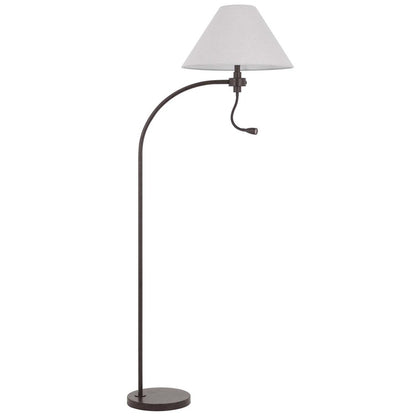 68" Rust Metal Reading Floor Lamp With Gray Fabric Empire Shade HomeRoots