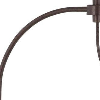 68" Rust Metal Reading Floor Lamp With Gray Fabric Empire Shade HomeRoots
