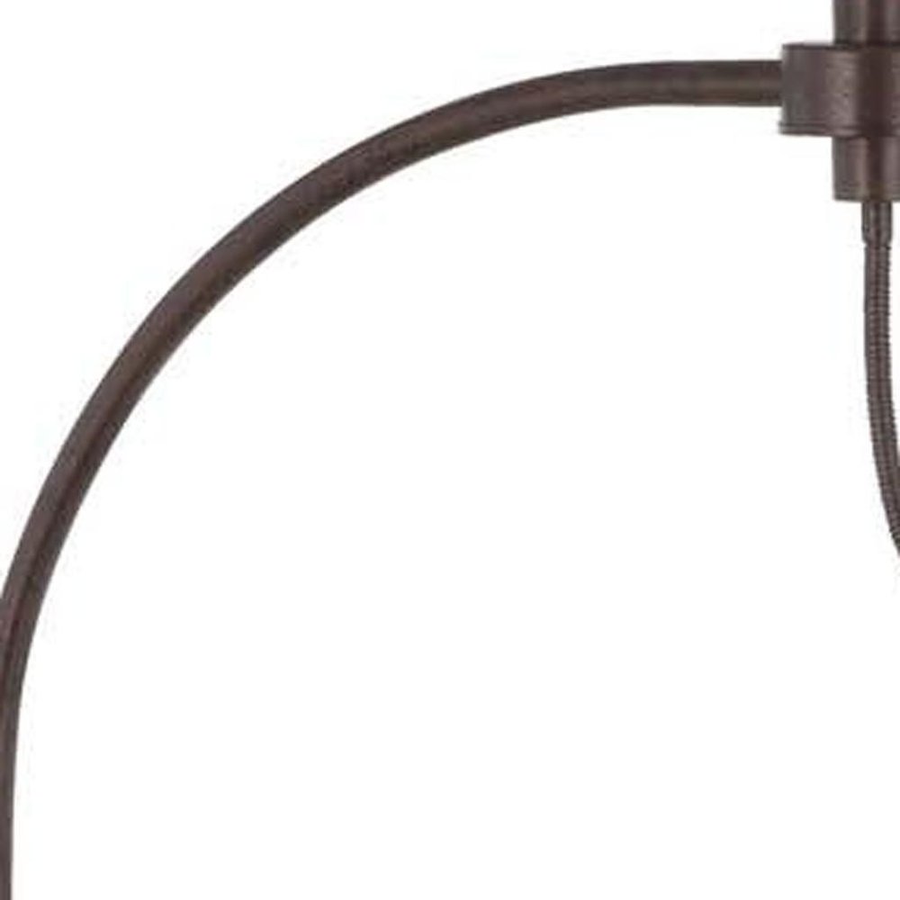 68" Rust Metal Reading Floor Lamp With Gray Fabric Empire Shade HomeRoots