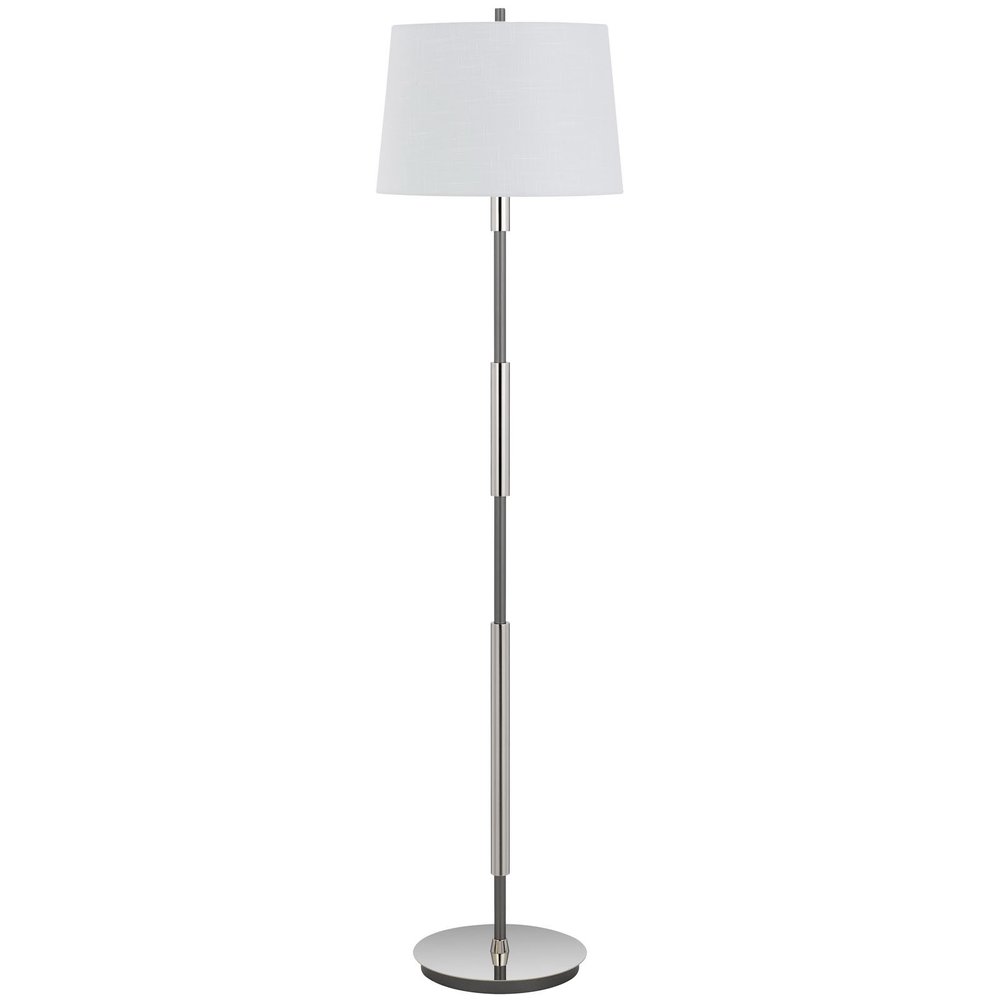 60" Silver Metal Floor Lamp With White Fabric Drum Shade HomeRoots