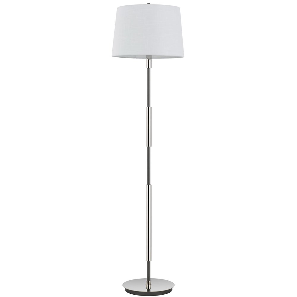 60" Silver Metal Floor Lamp With White Fabric Drum Shade — view 3
