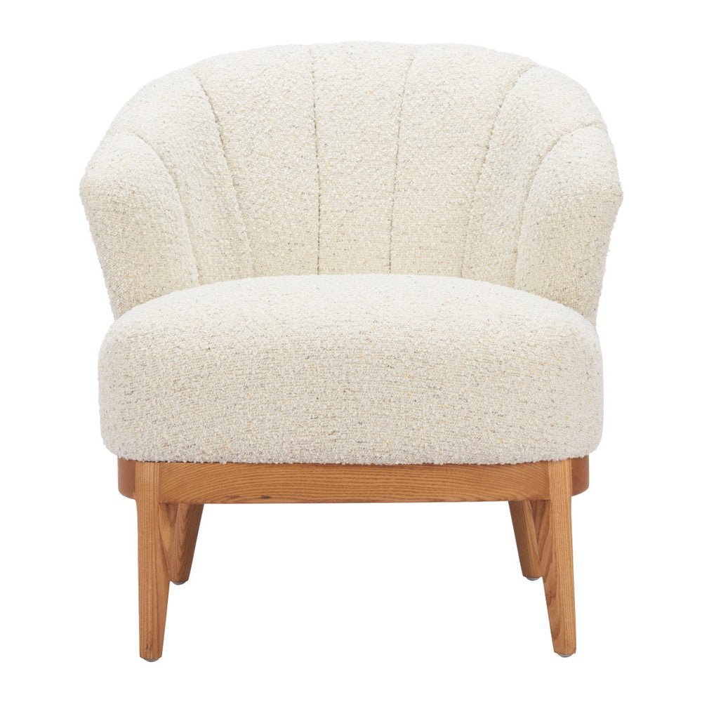 29" Beige and Brown Upholstered Arm Chair HomeRoots