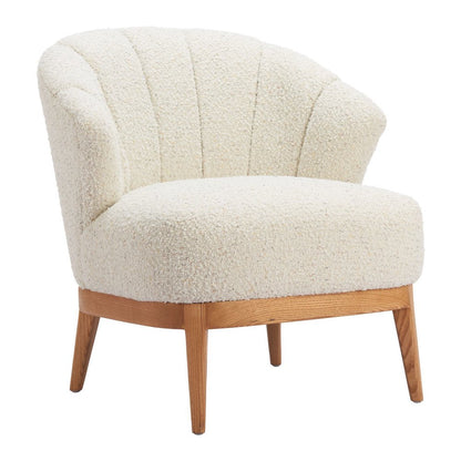 29" Beige and Brown Upholstered Arm Chair HomeRoots