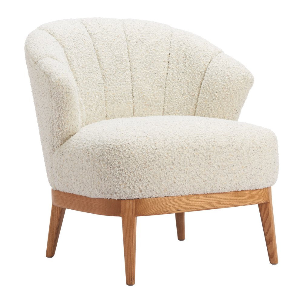 29" Beige and Brown Upholstered Arm Chair HomeRoots