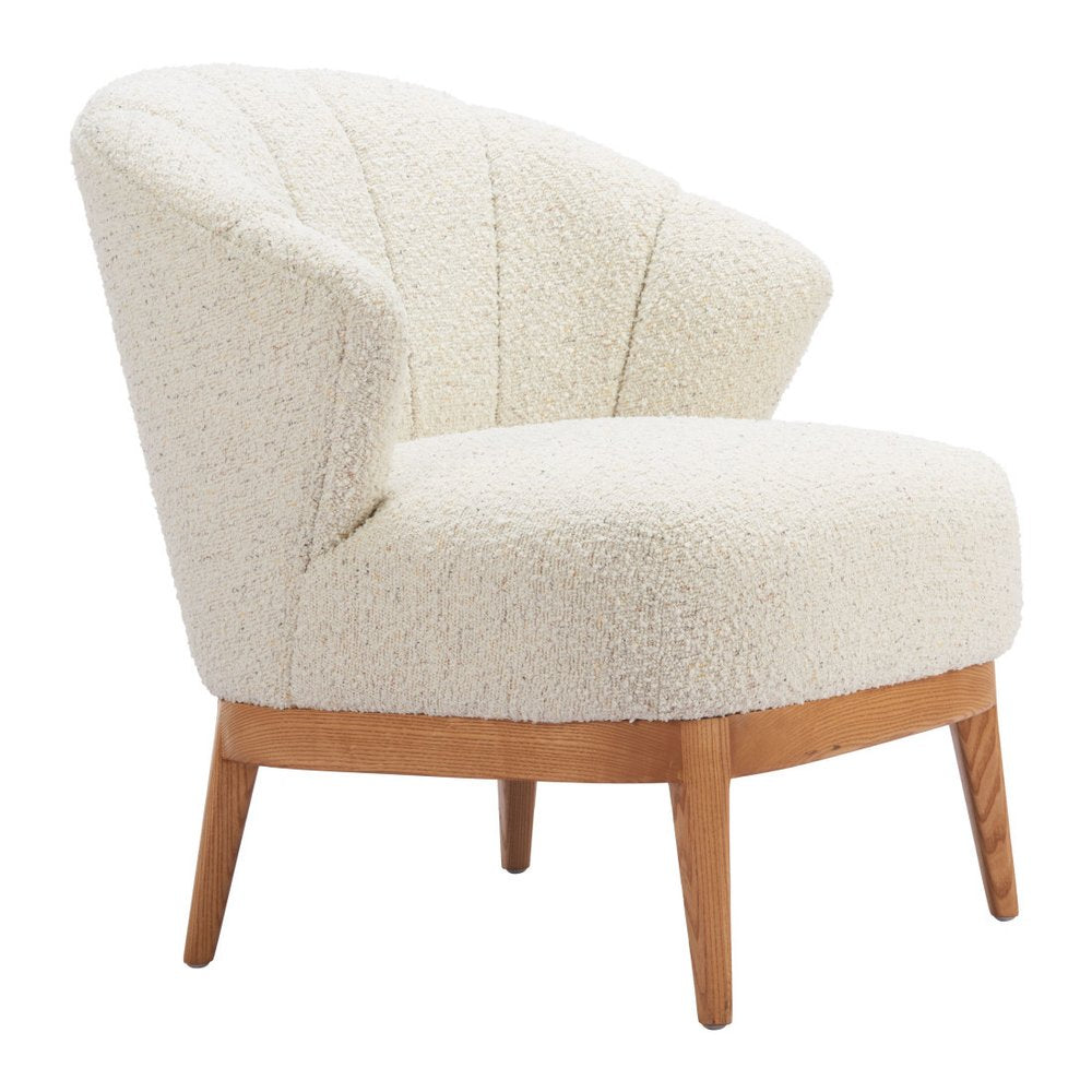 29" Beige and Brown Upholstered Arm Chair HomeRoots