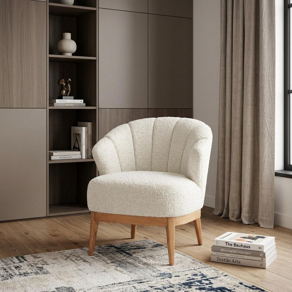 29" Beige and Brown Upholstered Arm Chair HomeRoots