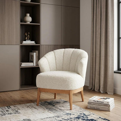 29" Beige and Brown Upholstered Arm Chair HomeRoots
