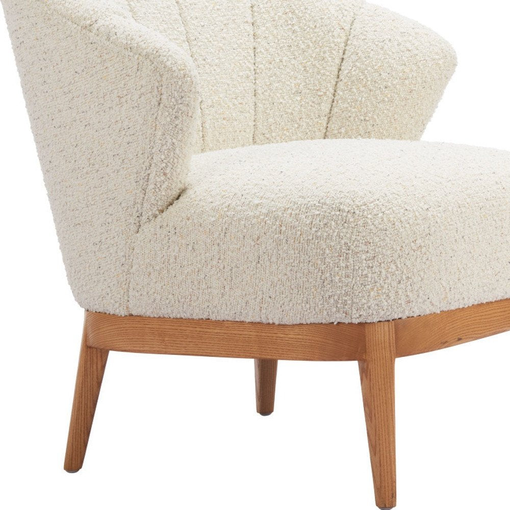 29" Beige and Brown Upholstered Arm Chair HomeRoots