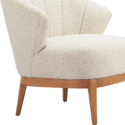 29" Beige and Brown Upholstered Arm Chair HomeRoots
