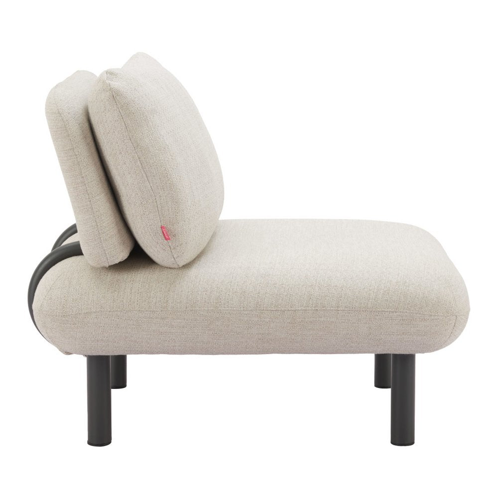33" Beige and Black Fabric Side Chair HomeRoots