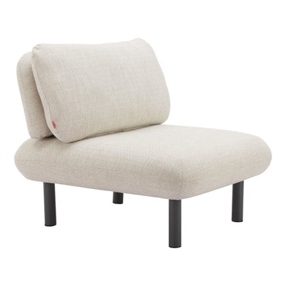 33" Beige and Black Fabric Side Chair HomeRoots
