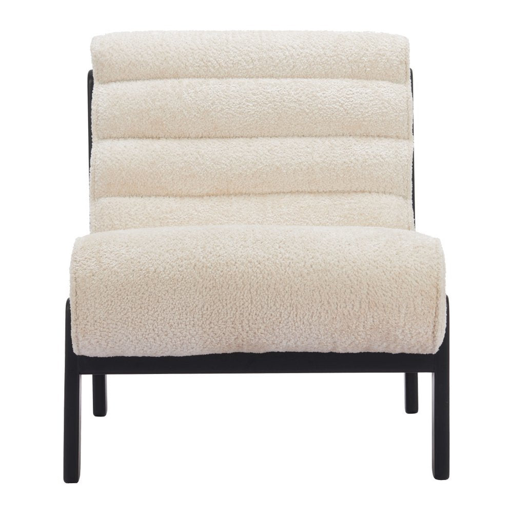 26" Beige and Black Upholstered Side Chair HomeRoots