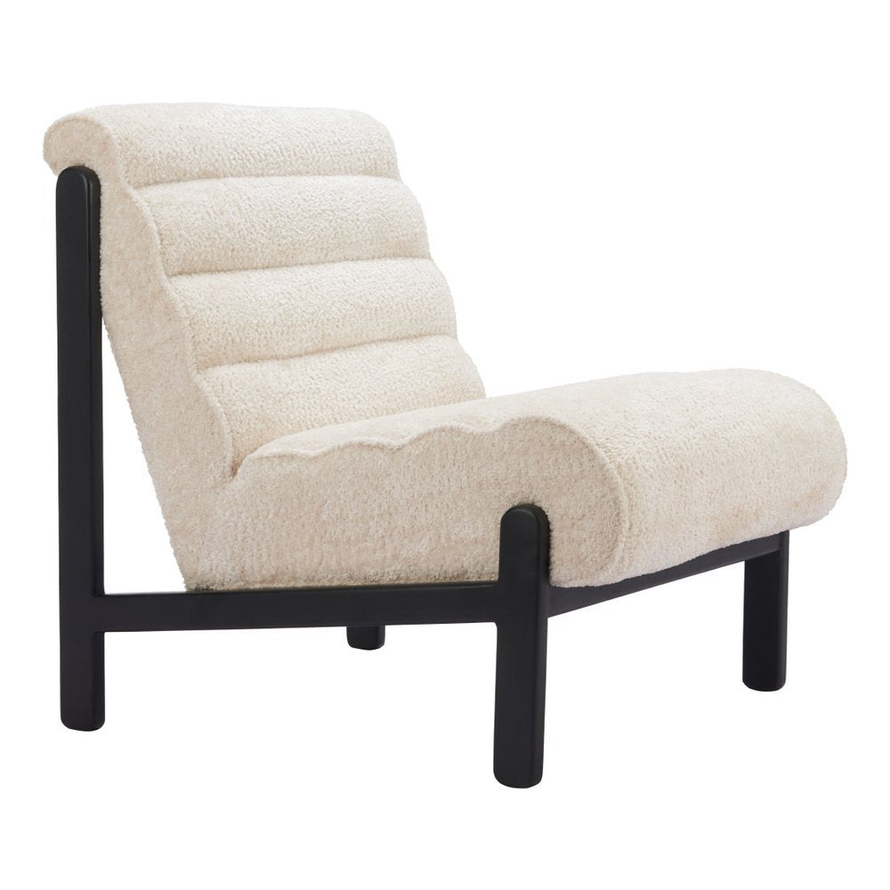 26" Beige and Black Upholstered Side Chair HomeRoots