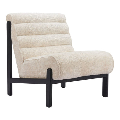 26" Beige and Black Upholstered Side Chair HomeRoots