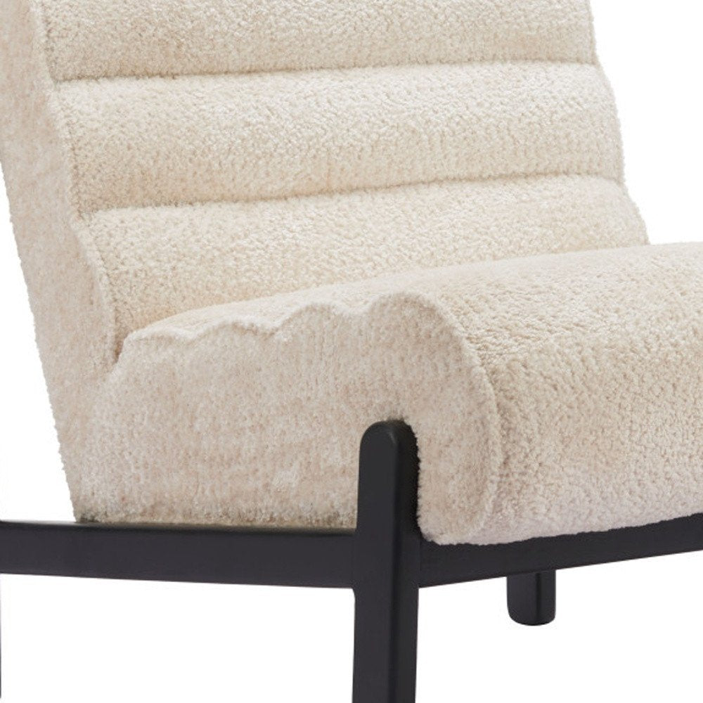 26" Beige and Black Upholstered Side Chair HomeRoots