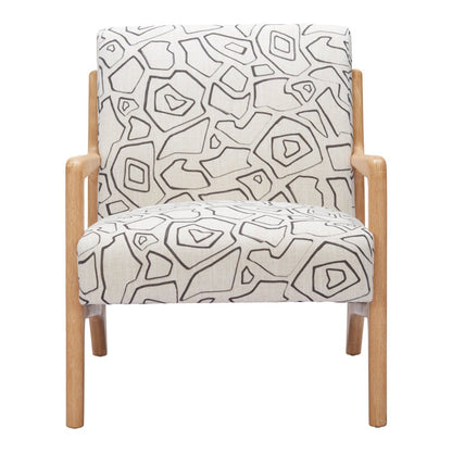 27" Beige and Natural Upholstered Geometric Arm Chair HomeRoots