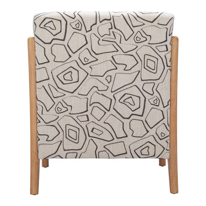 27" Beige and Natural Upholstered Geometric Arm Chair HomeRoots