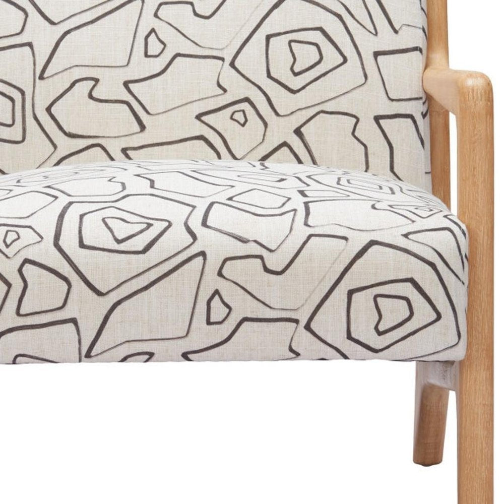 27" Beige and Natural Upholstered Geometric Arm Chair HomeRoots