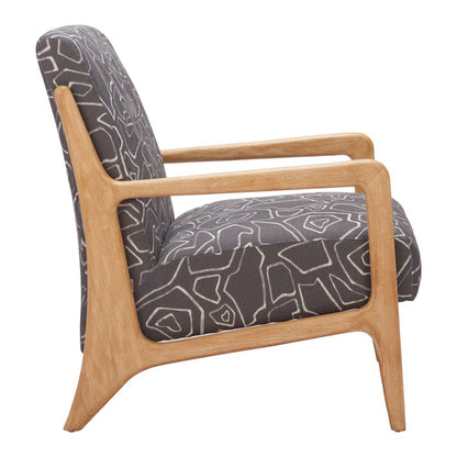 27" Gray and Natural Upholstered Arm Chair HomeRoots