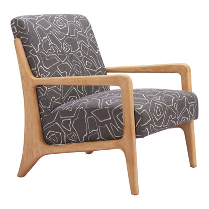 27" Gray and Natural Upholstered Arm Chair HomeRoots