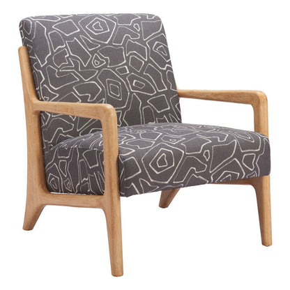 27" Gray and Natural Upholstered Arm Chair HomeRoots