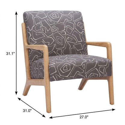 27" Gray and Natural Upholstered Arm Chair HomeRoots