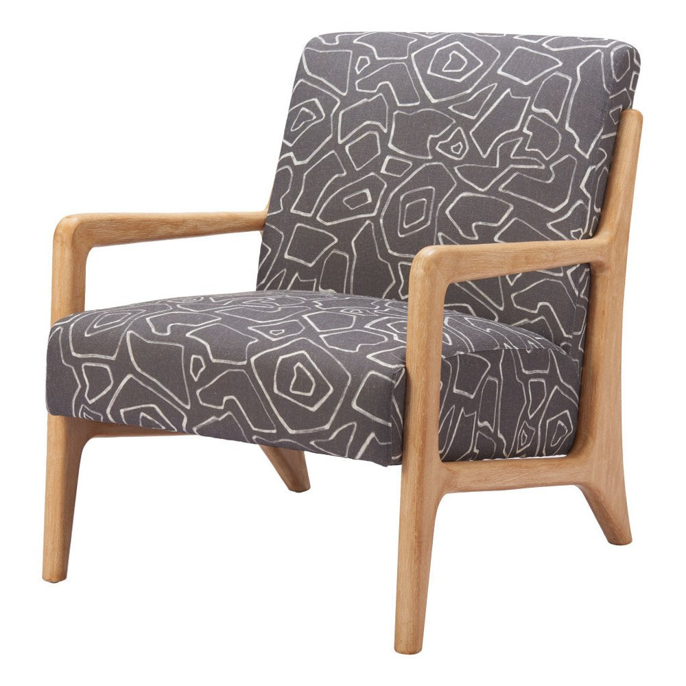 27" Gray and Natural Upholstered Arm Chair HomeRoots