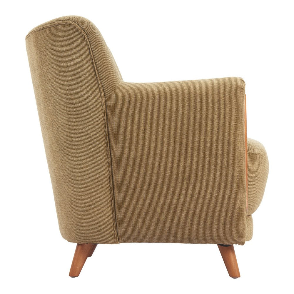 34" Green and Brown Upholstered Arm Chair HomeRoots