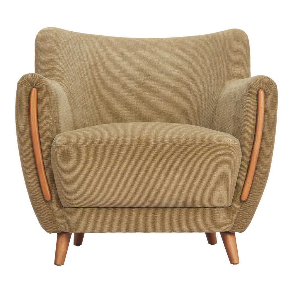 34" Green and Brown Upholstered Arm Chair HomeRoots